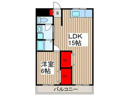 バレー中浦和(1LDK/1階)の間取り写真