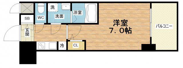 S-RESIDENCE難波大国町UNO(1K/7階)の間取り写真