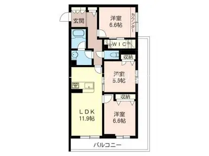 メゾン ド ノワール(3LDK/3階)の間取り写真