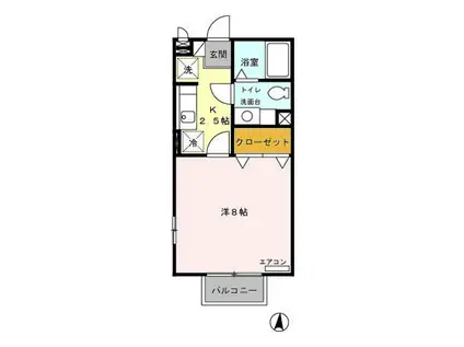 ローレルコートIII(1K/2階)の間取り写真