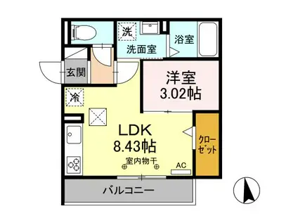 D-ROOM茜部本郷(1LDK/1階)の間取り写真