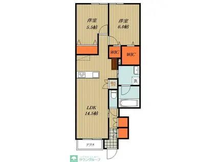 草加市柳島町メゾン(2LDK/1階)の間取り写真