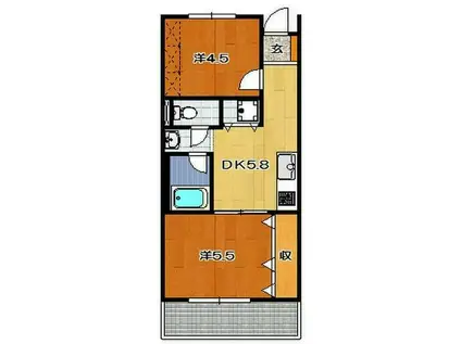 ニュー日吉マンション(2DK/4階)の間取り写真