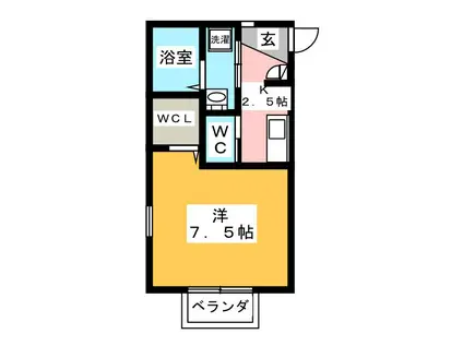 カーサ デ オリーラ(1K/1階)の間取り写真