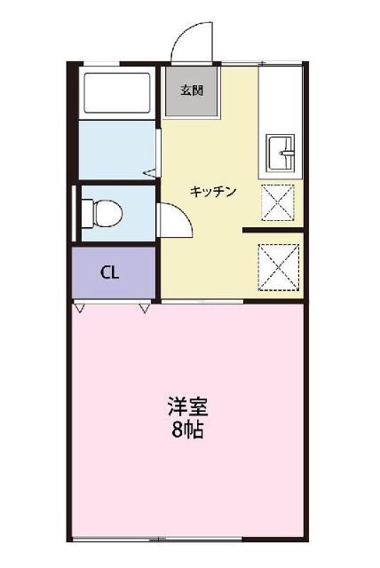 ハイム横割(1K/2階)の間取り写真