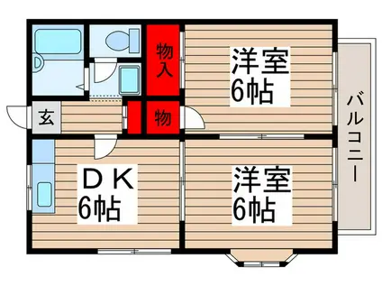 クライムハイツ(2DK/2階)の間取り写真