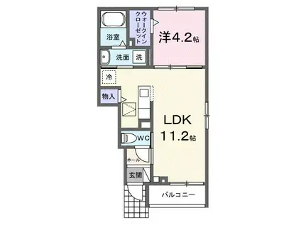 ヒカルサ藤枝茶町I(1LDK/1階)の間取り写真