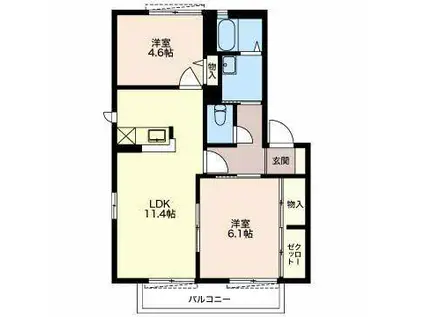 サンセールY&S C(2LDK/2階)の間取り写真