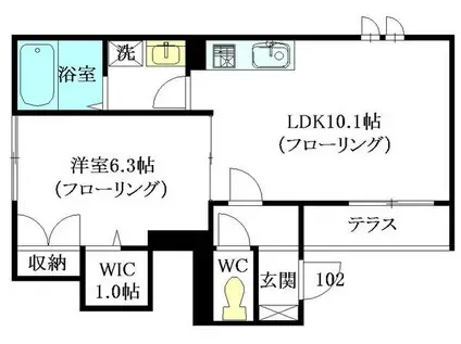 ボーテ東高円寺(1LDK/1階)の間取り写真