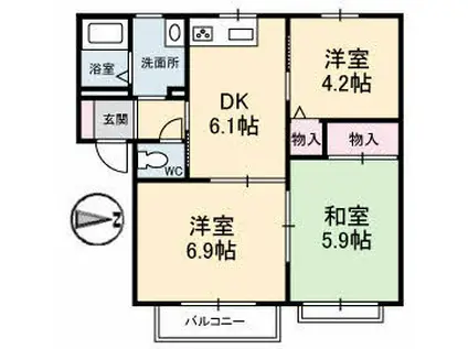 シャトレ庄内(3DK/2階)の間取り写真