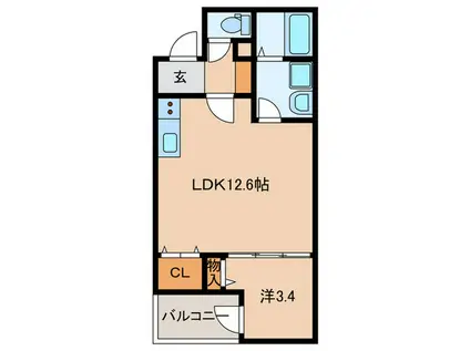 RUKE TACHIBANA(1LDK/1階)の間取り写真