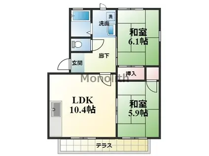 フレグランス久米田(2LDK/2階)の間取り写真