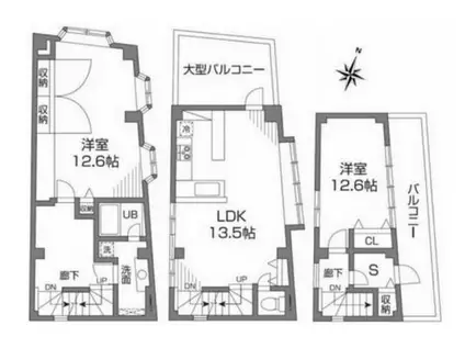AXIS成城(2SLDK/4階)の間取り写真