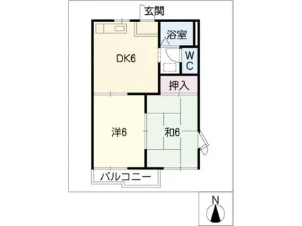 ドミール佐古木(2DK/2階)の間取り写真