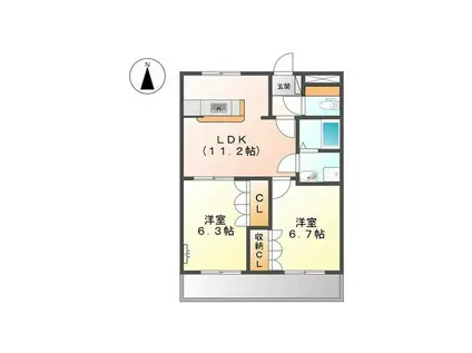 グランシャリオ(2LDK/1階)の間取り写真