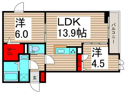 セレスティア六町II(2LDK/2階)の間取り写真