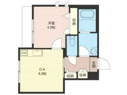 メゾンドゥモモ(1DK/1階)の間取り写真