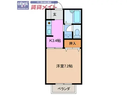 メゾンタイガ(1K/2階)の間取り写真