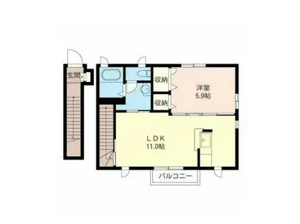 フィオーレII(1LDK/2階)の間取り写真