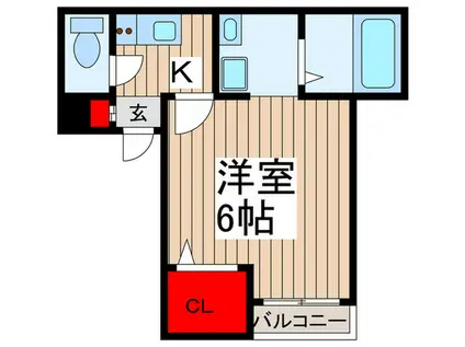 ソレイユ春日部南(1K/1階)の間取り写真