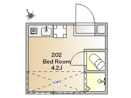 リーベ中目黒(ワンルーム/2階)の間取り写真