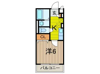 TREBINAウエスト(1K/2階)の間取り写真