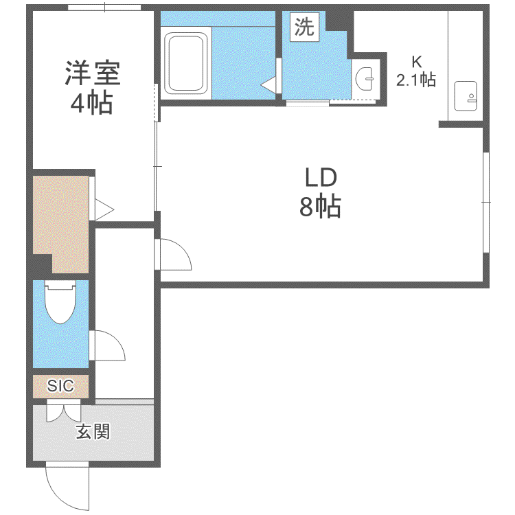 LA CONFORTO厚別(1LDK/4階)の間取り写真