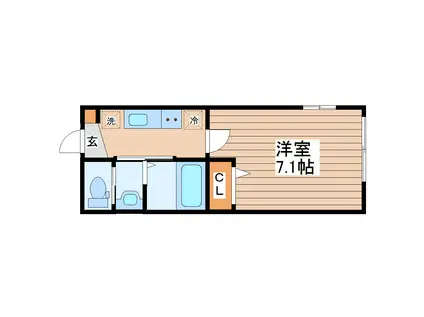 グロウランスNOIR(1K/2階)の間取り写真