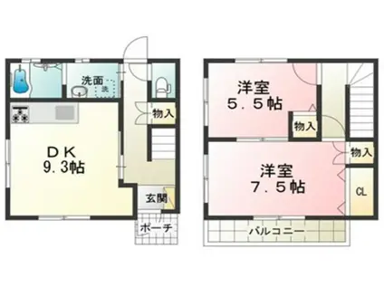 セント・ヴィラージュII(2LDK/1階)の間取り写真