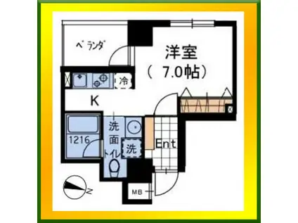 ガーデンテラス三宿(ワンルーム/2階)の間取り写真