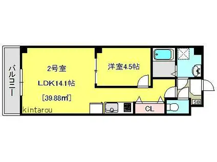 PRIME HILLS 千葉シティ(1LDK/5階)の間取り写真