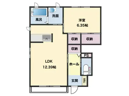 サンシャルマン(1LDK/1階)の間取り写真