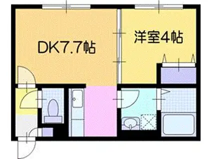 ストリート12(1DK/2階)の間取り写真