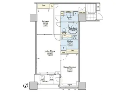 レジディアタワー上池袋(2LDK/7階)の間取り写真