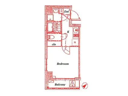 パウロニアバレーテイク4西横浜(1K/2階)の間取り写真