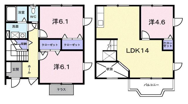 ハイツ松田(3LDK/1階)の間取り写真