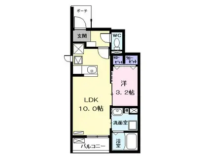 FRAICHE(1LDK/1階)の間取り写真