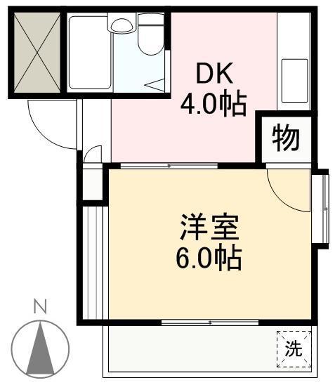 黒川ハイツ(1DK/2階)の間取り写真