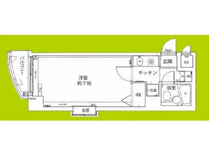 デ・リード住吉公園(1K/4階)の間取り写真