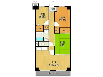 カデット真趣園 宝塚(2SLDK/6階)の間取り写真