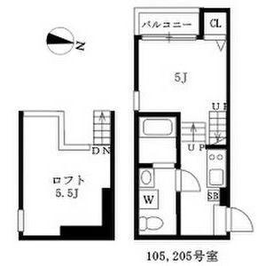 グランシエロ名古屋黄金(1K/2階)の間取り写真