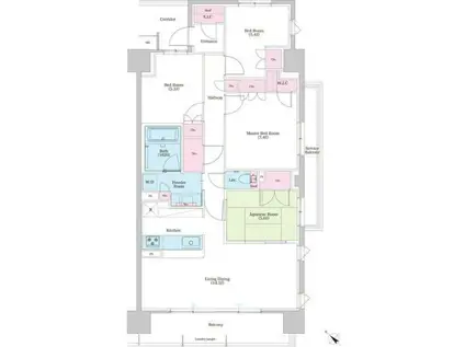 パークナードフィット津雲台(4LDK/3階)の間取り写真