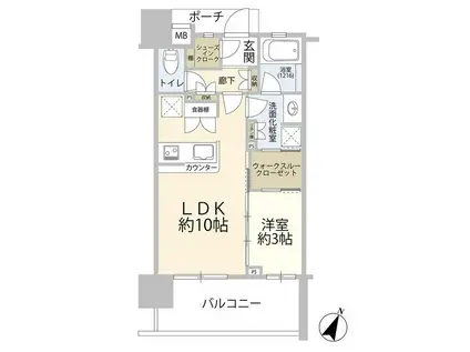 ルピアシェリール三郷中央(1LDK/2階)の間取り写真