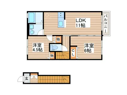 HEIM MAISON CERISIER(2LDK/2階)の間取り写真