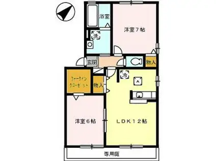 リヴェール D棟(2LDK/1階)の間取り写真