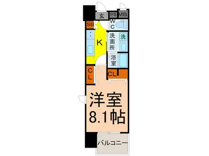 パルティール神宮南(1K/11階)の間取り写真