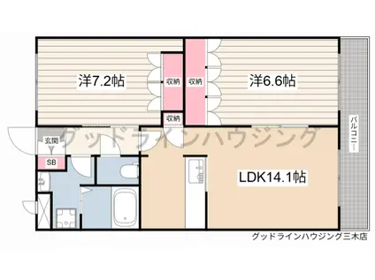 GRAN CUORE(2LDK/2階)の間取り写真