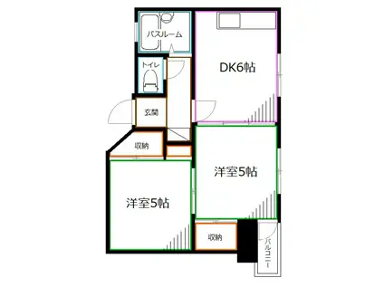 ヴィラ豊栄(2DK/3階)の間取り写真