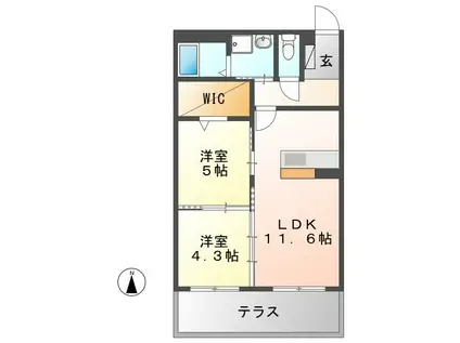 ハートフル・ゴリオン2(2LDK/1階)の間取り写真