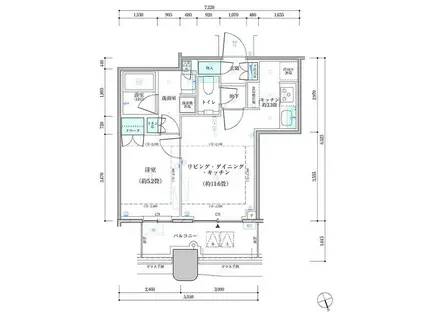 パークタワー勝どき サウス棟(1LDK/3階)の間取り写真